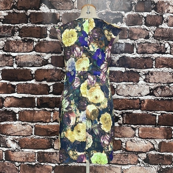 Darling Layla Fitted Dress Midi Short Sleeves Green Purple Floral Size Small S - Picture 9 of 14